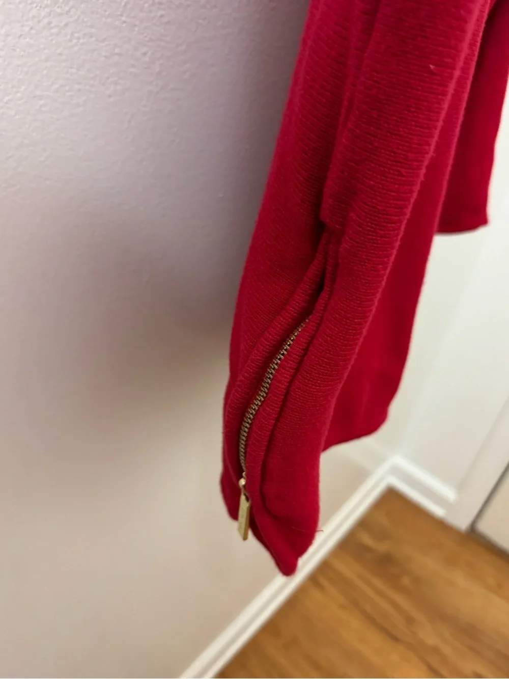 Michael Kors Michael Kors Red Tunic Sweater With Side Gold Zippers Size large